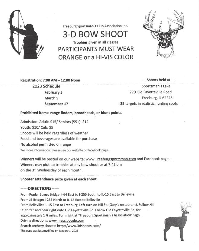 2023 BOW SHOOT SCHEDULE Freeburg Sportsman's Club